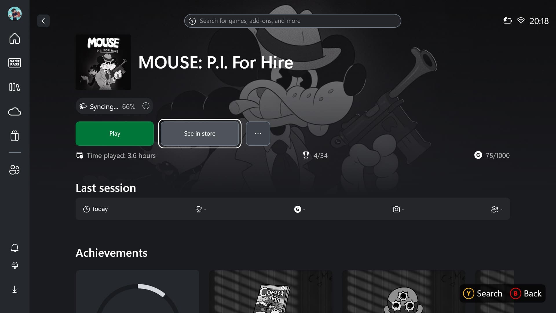 Ook na het afsluiten van een game wordt de save data naar de cloud gesynct zodra er een internetverbinding is. Hoever het syncen van de save data is kun je op de gamepagina zien