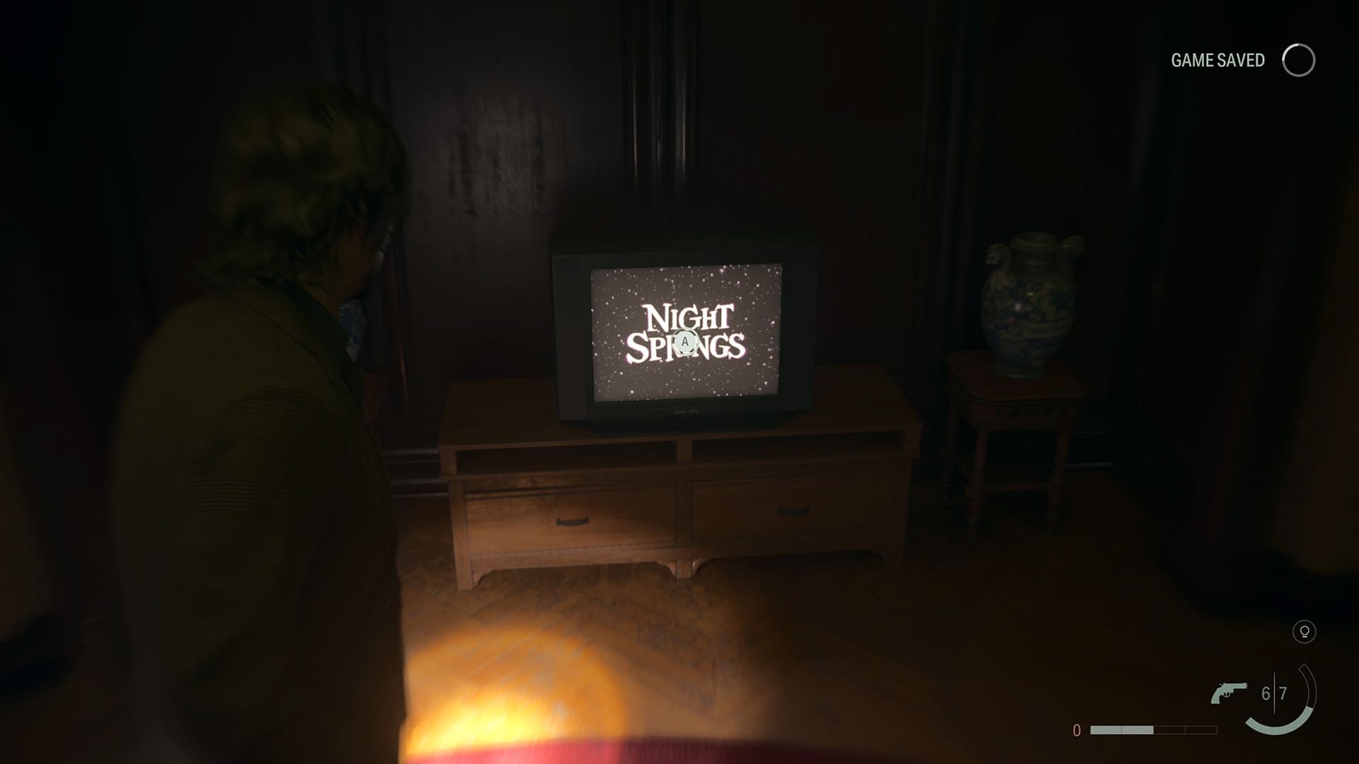 Alan Wake II Deluxe Edition review screenshot 18 launch DLC TV screen