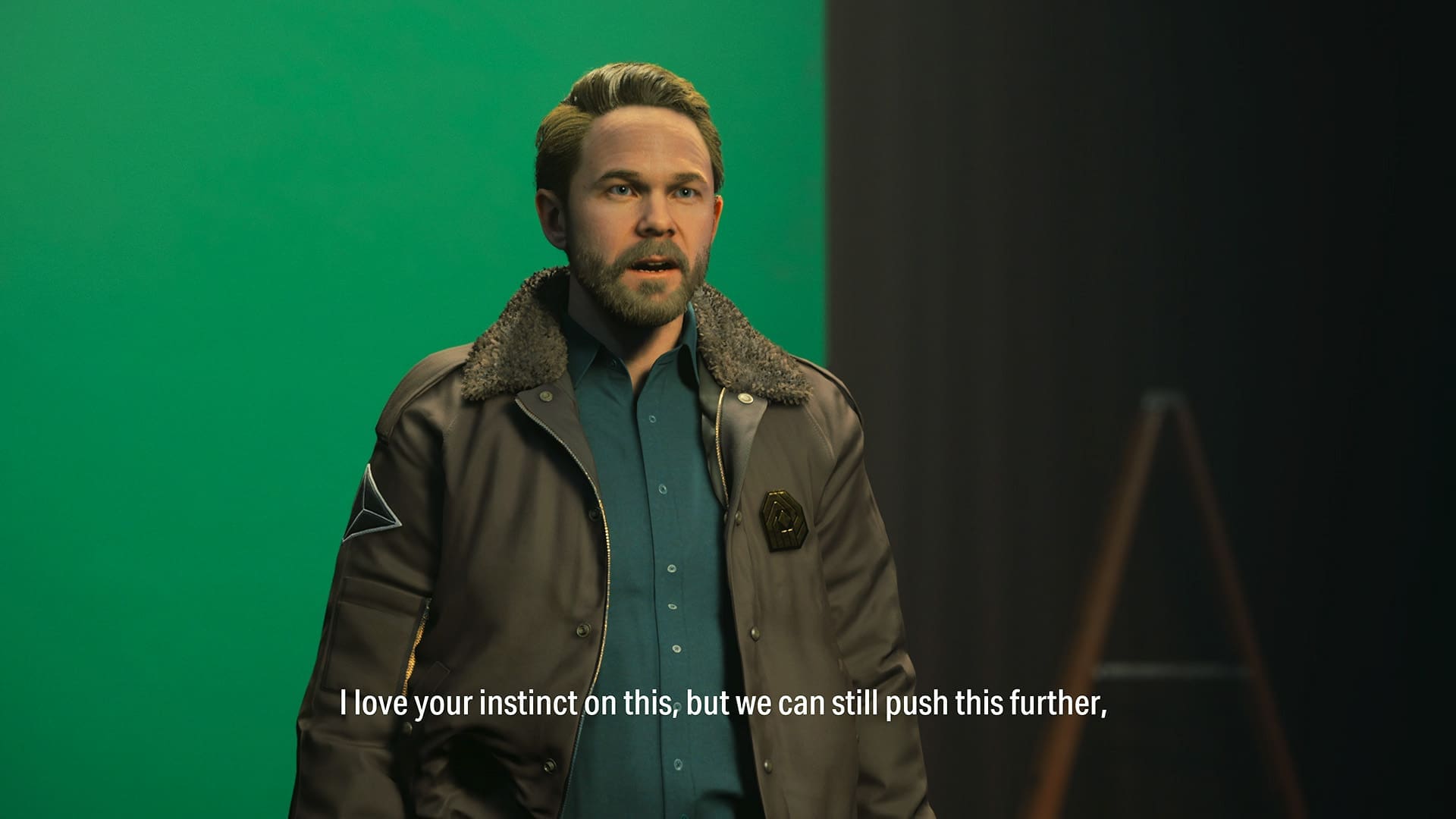 Alan Wake II Deluxe Edition review screenshot 22 Shawn Ashmore green screen set