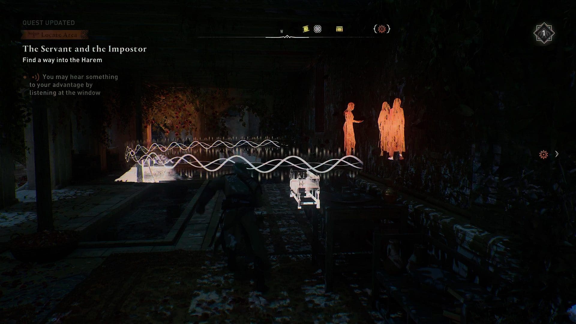 Assassin's Creed Mirage review screenshot 6 eagle vision and eavesdropping