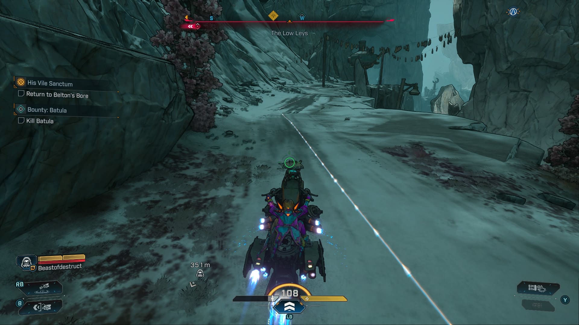 Borderlands 4 review screenshot 12 vehicles summoned immediately orange blue lines route marked missions