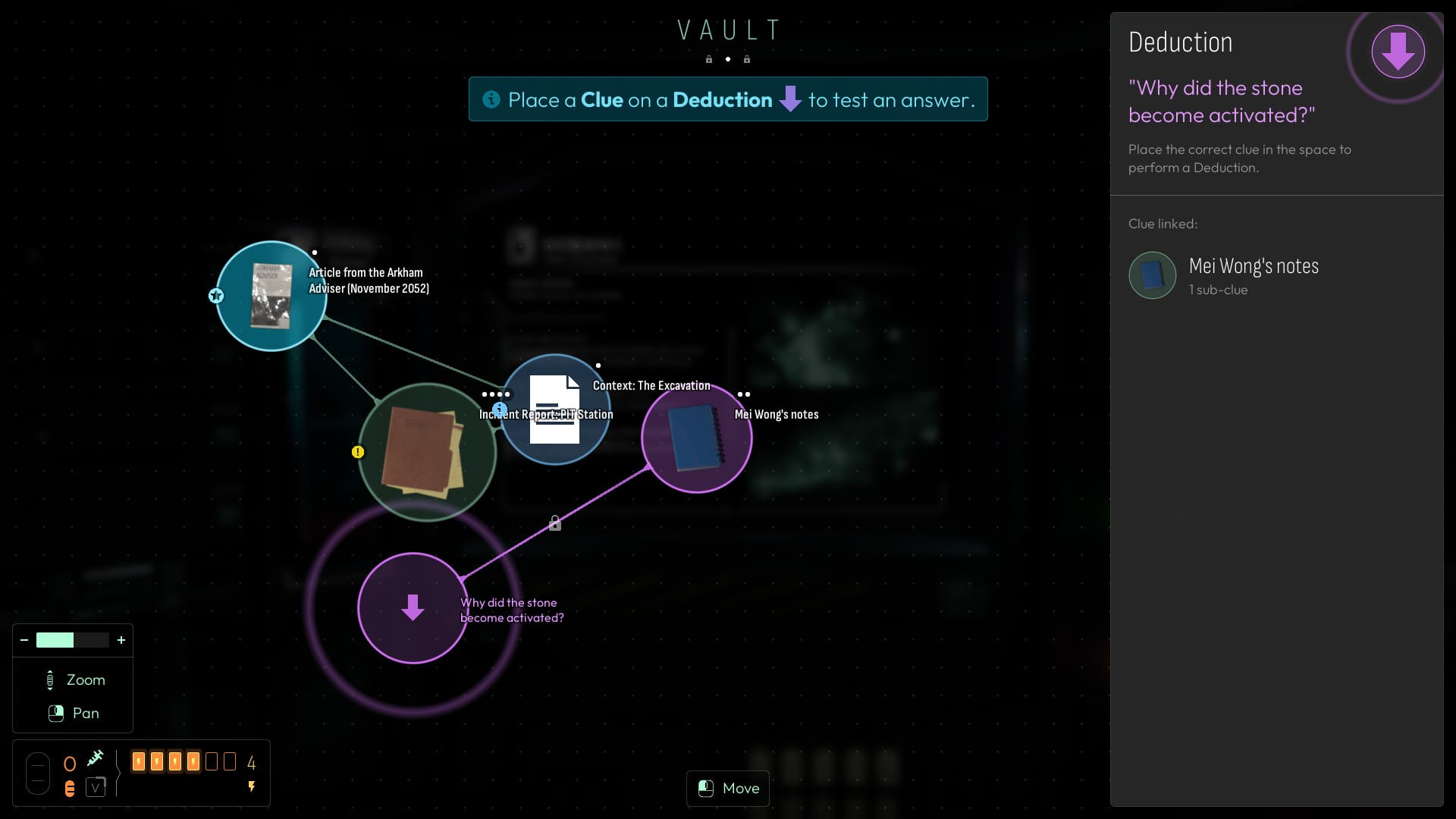 Cthulhu The Cosmic Abyss Steam Next Fest 2026 demo preview image 6 The Vault clue investigation board