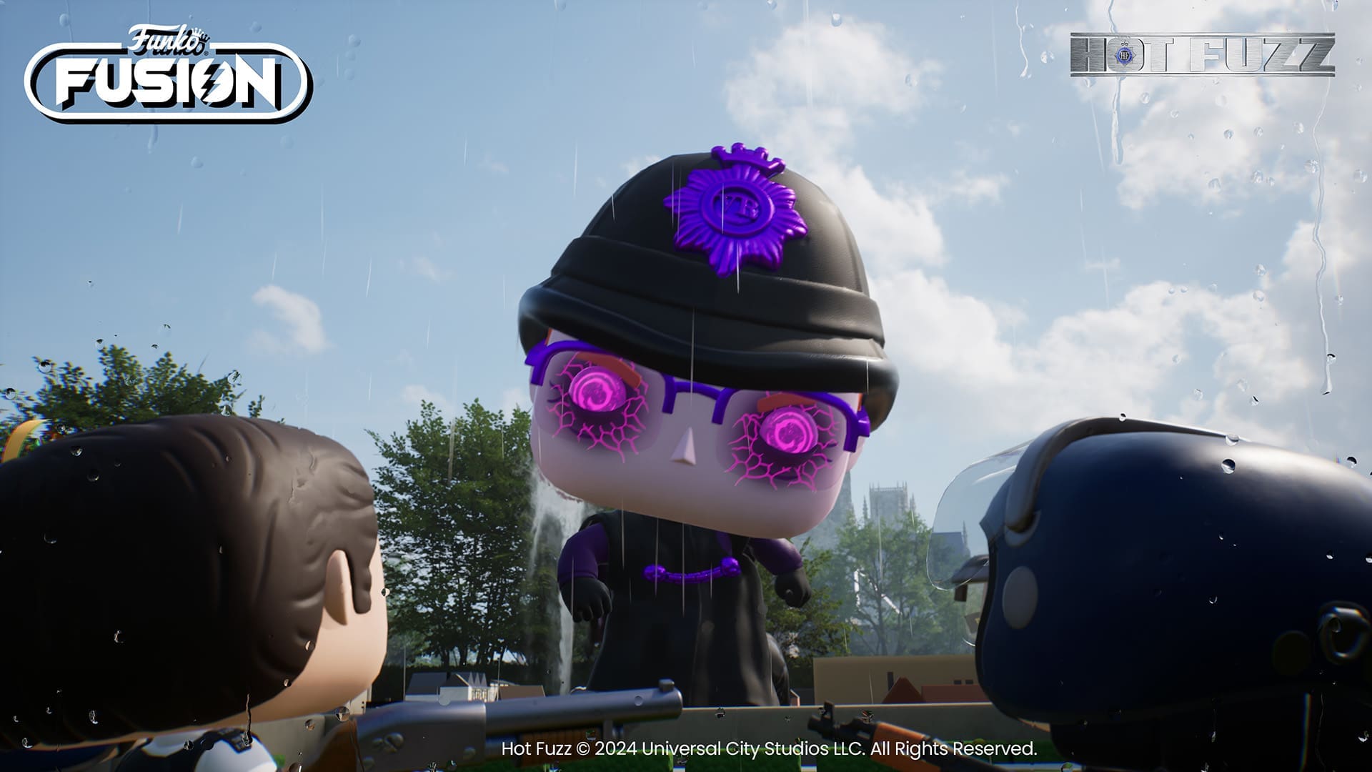 Funko Fusion gamescom 2024 preview screenshot 4 film Hot Fuzz Three Flavours Cornetto trilogy Nicholas Angel playable character