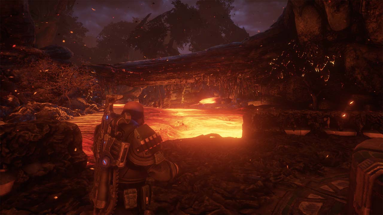 Met een bootje varen we over een lavastroom