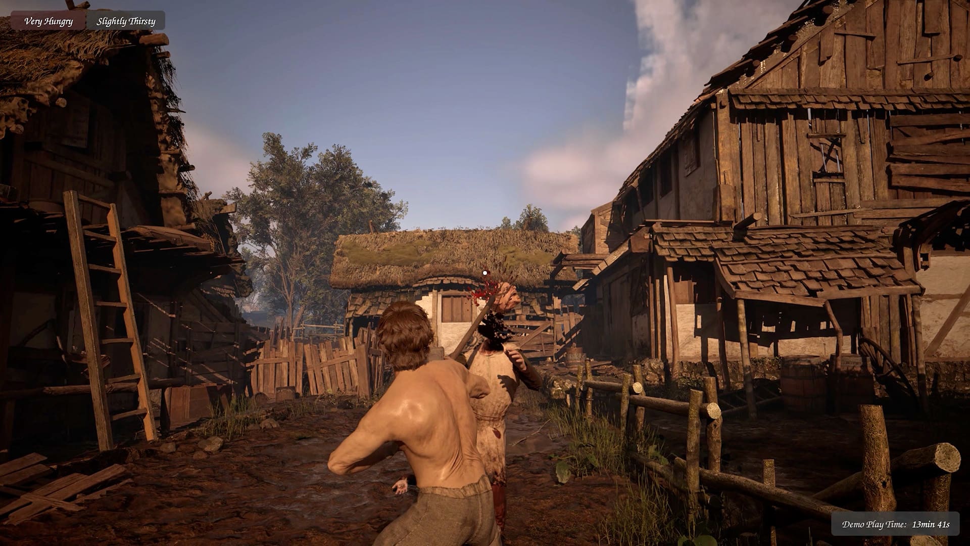 Het doorprikken van een zombiehoofd leidt tot een onthoofding, waarna het hoofd over de grond rolt