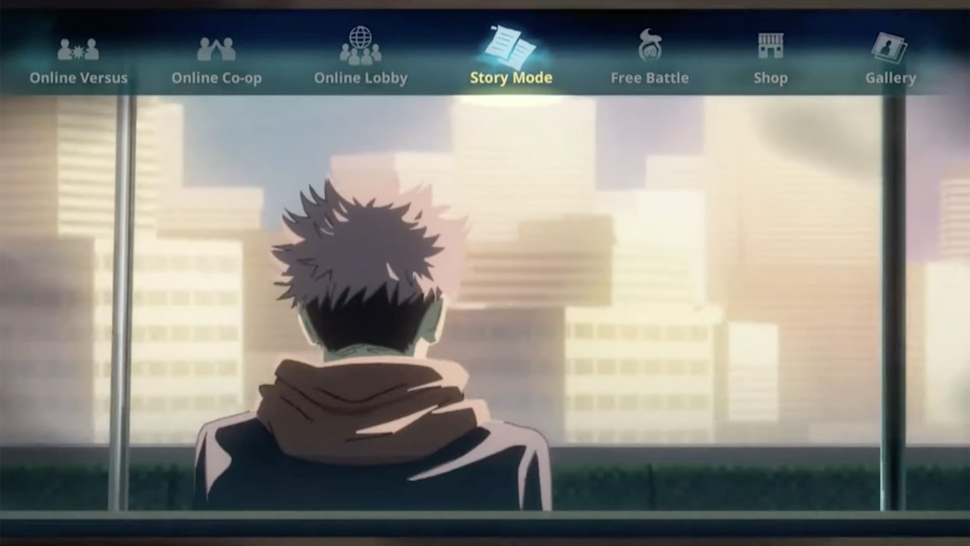 Het menu van Jujutsu Kaisen: Cursed Clash doet erg denken aan die van een DVD of Blu-ray