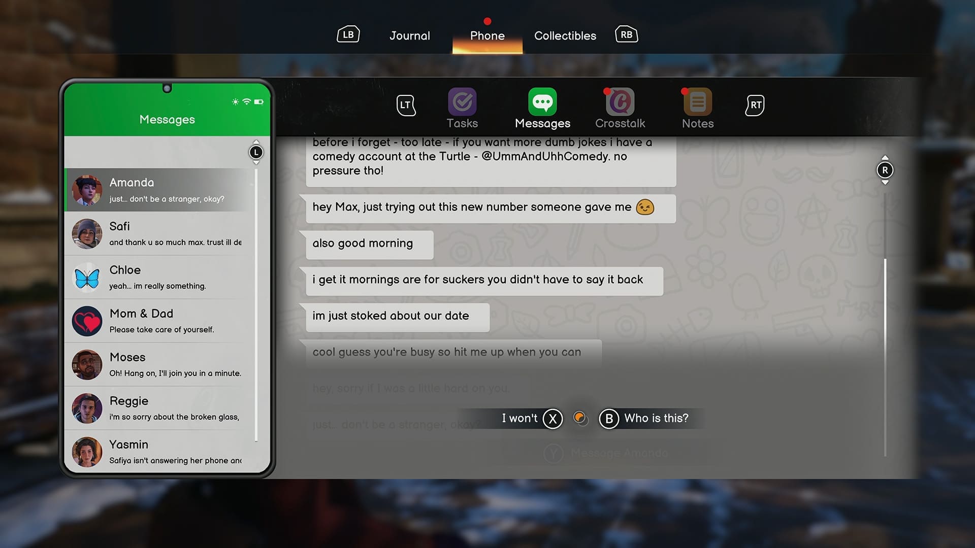 Life is Strange Double Exposure review screenshot 8 phone read messages characters lore