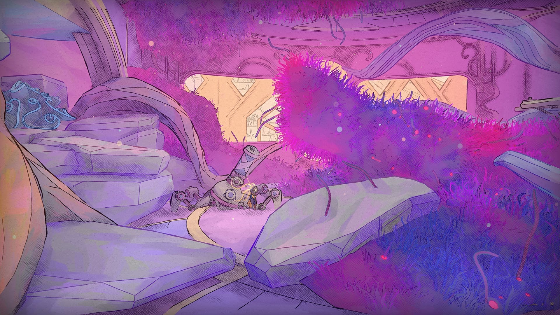 MIO: Memories in Orbit heeft een waterverfachtige stijl, en elk gebied heeft weer zijn eigen kleurstijl