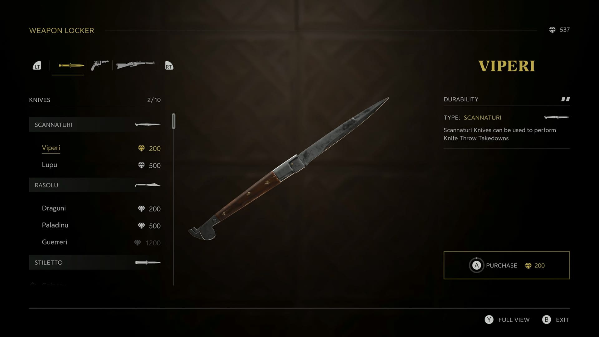 Mafia The Old Country review screenshot 15 different knifes types