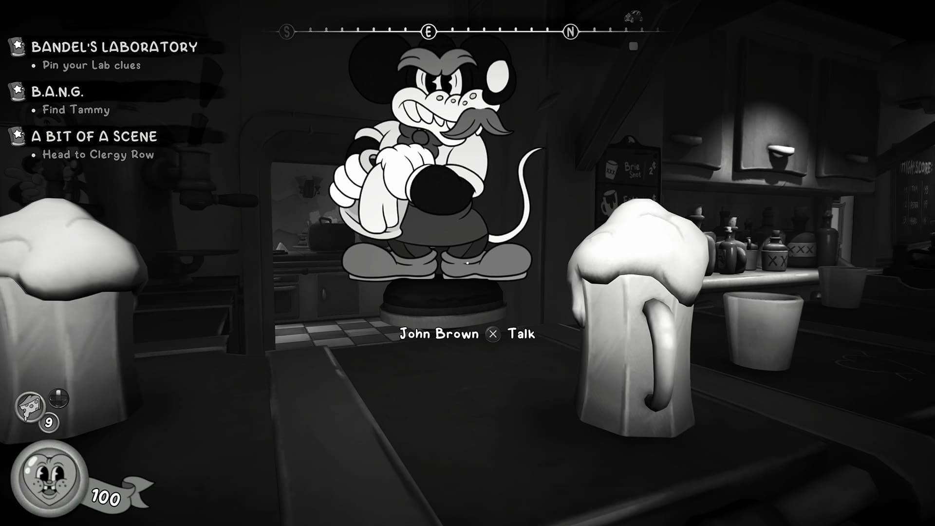 John brown is de barman in Mouseburg die altijd op de bar staat