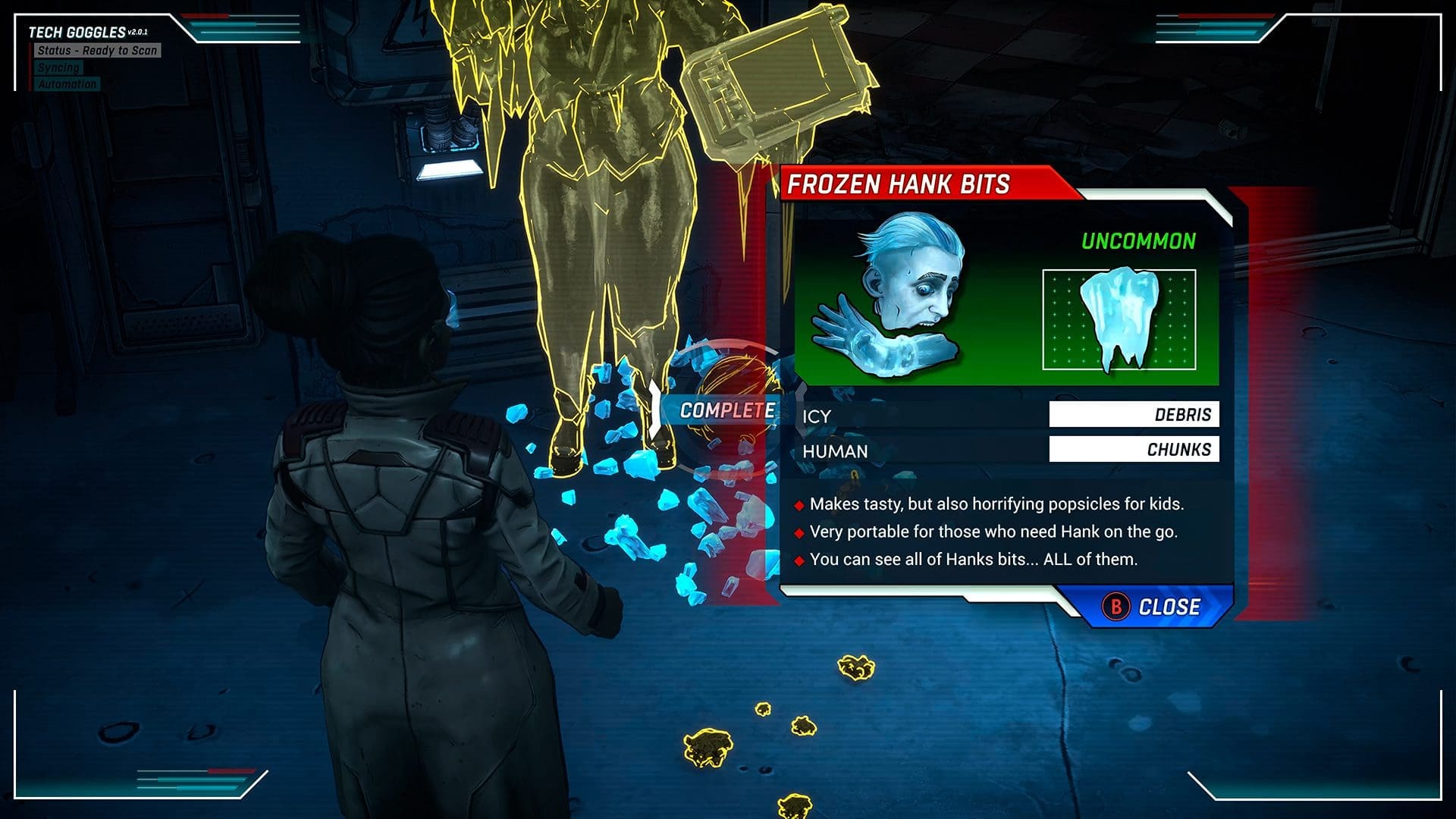 Anu kan met haar brillen objecten en personages in de omgeving scannen