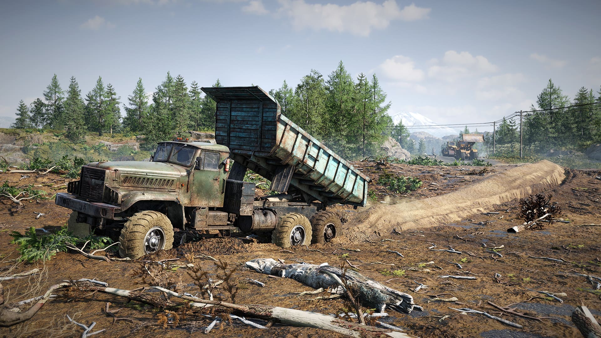 RoadCraft gamescom 2024 preview screenshot 5 asphalt road dropping sand pile mud dump truck