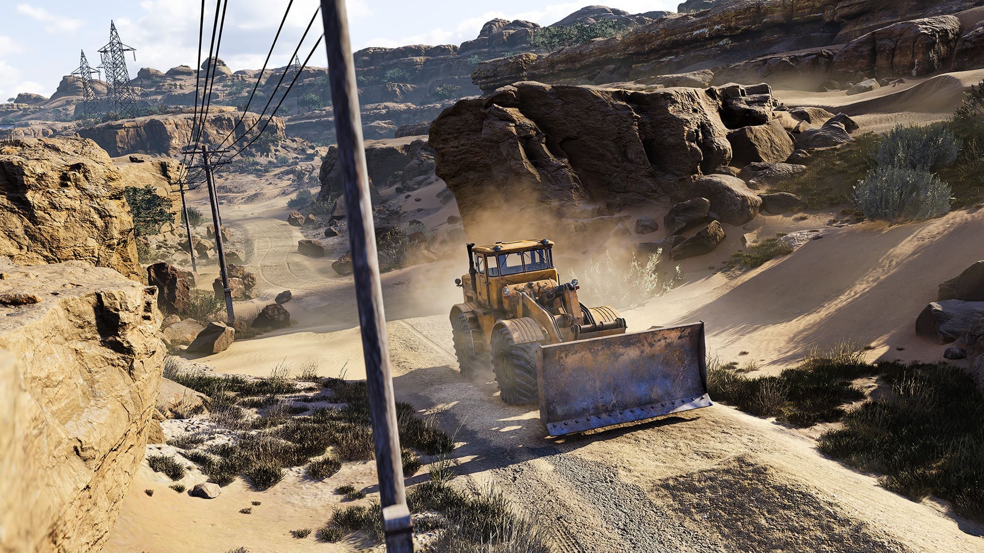 RoadCraft gamescom 2024 preview screenshot 6 backhoe loader flatten sand