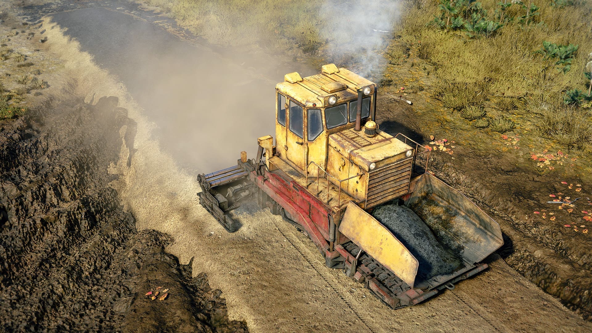 RoadCraft gamescom 2024 preview screenshot 7 asphalt spreader hot asphalt sand