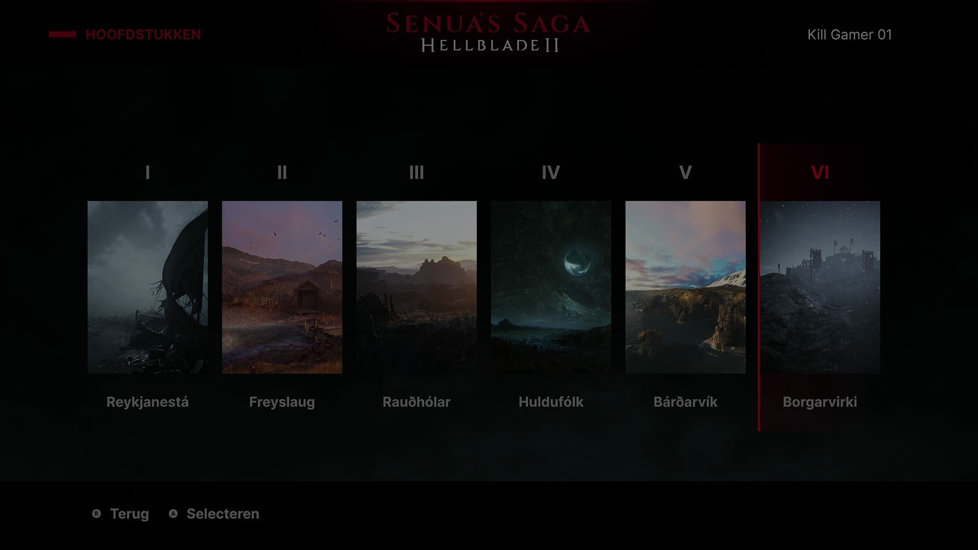 Senua's Saga: Hellblade II is onderverdeeld in zes hoofdstukken