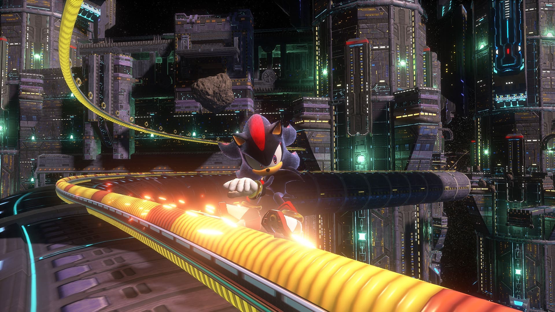 Sonic X Shadow Generations gamescom 2024 preview screenshot 1 stage urban environment red black colours