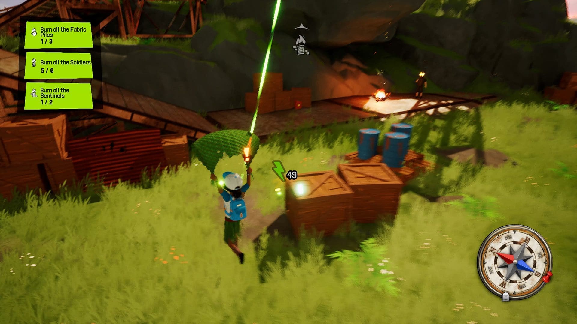 Tchia review screenshot 4 Maano camps fabric soldiers guards