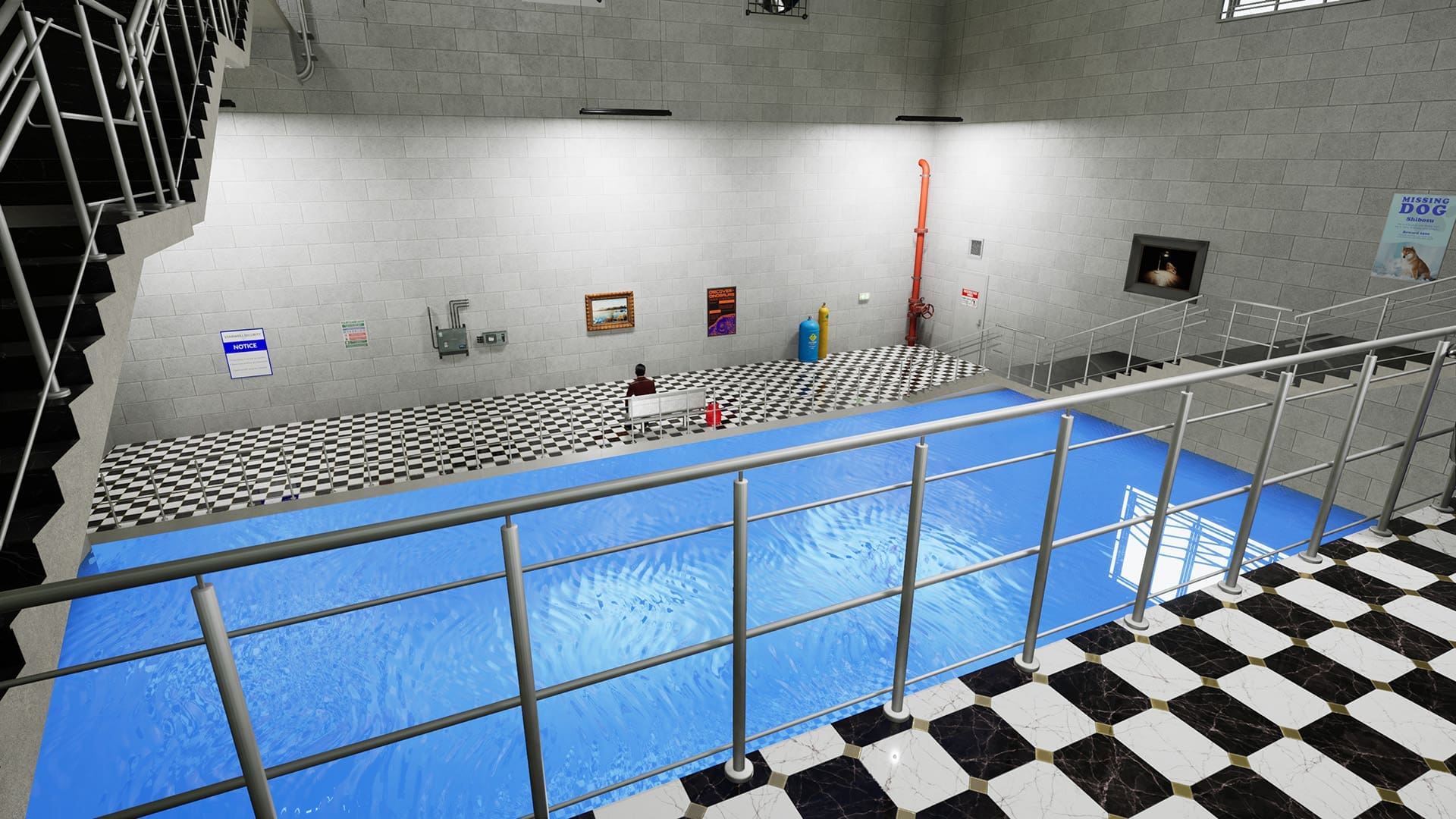 Halverwege een etage kan plots een overstroming plaatsvinden